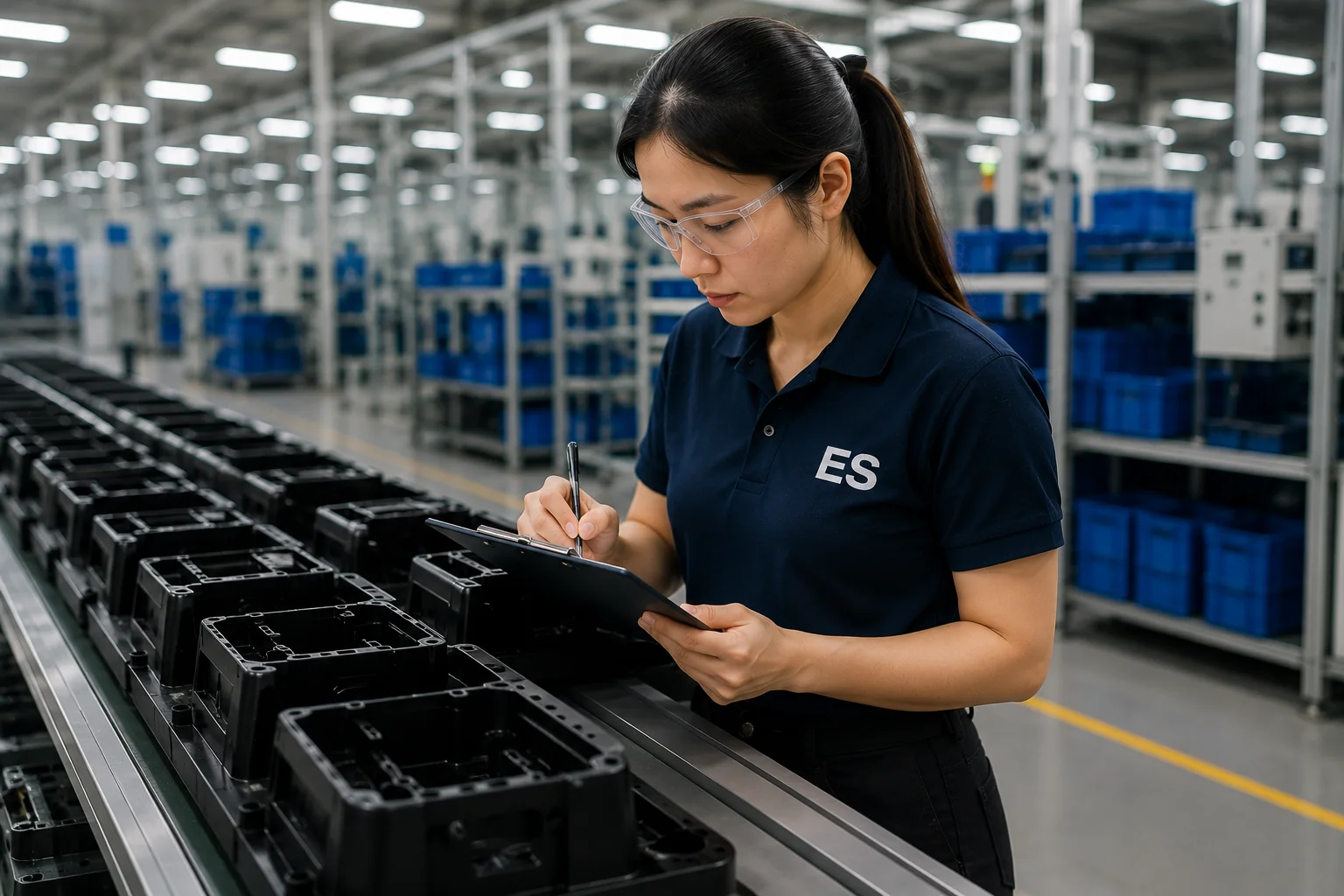 Inspector reviewing quality issues on the production line